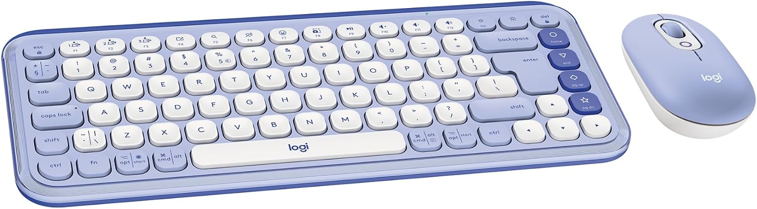 Logitech POP ICON Bluetooth keyboard and mouse combo — lilac