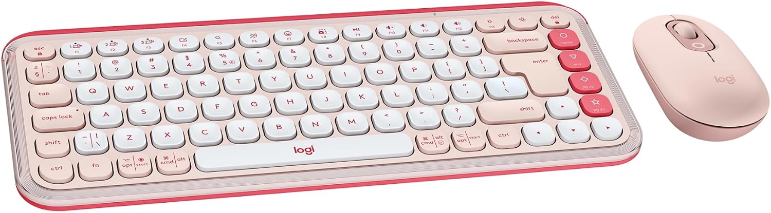 Logitech POP ICON keyboard and mouse combo — rose