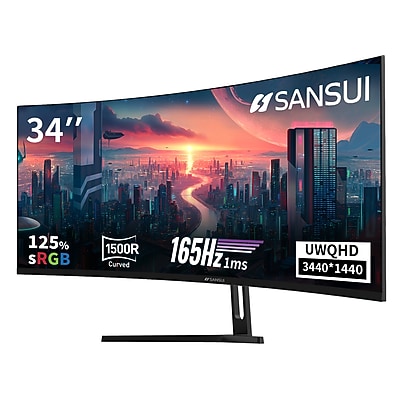 Sansui S34GC5QS (Staples title SG34C5QK) — verified US offer