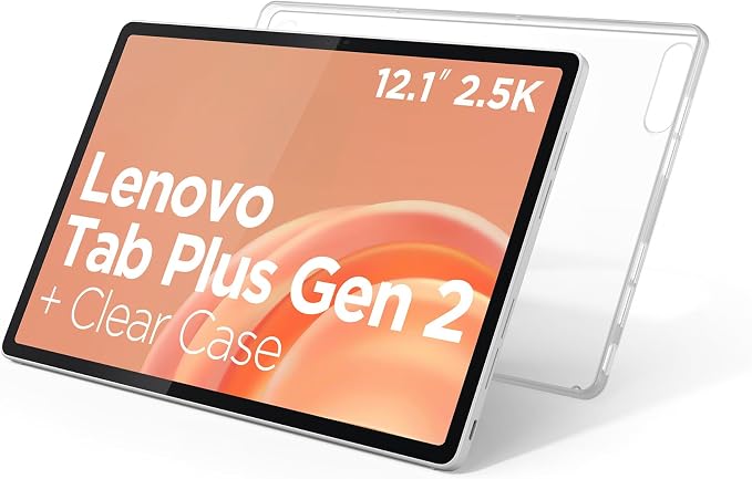 Lenovo Tab Plus Gen 2 + Clear Case: 12.1-inch 2.5K 120Hz, Dimensity 7400, 8GB RAM, 256GB