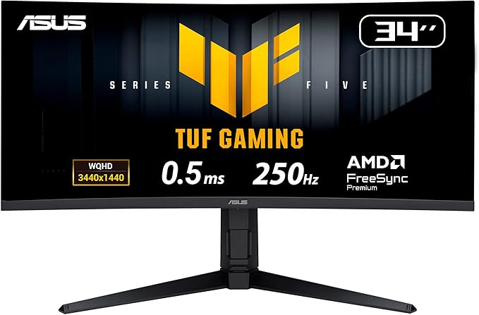 ASUS TUF VG34WQML5A: 34-inch 3440×1440 Fast VA Curved Monitor, Up to 250Hz
