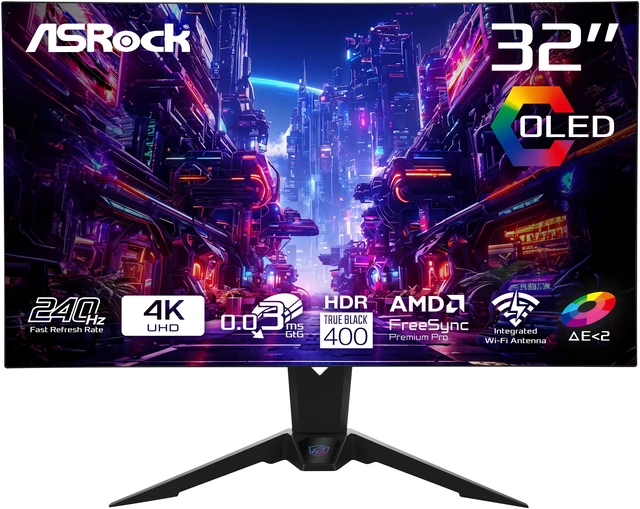 ASRock PGO32UFS 32-inch OLED Monitor: 4K 240Hz / 1080p 480Hz — $596 shipped