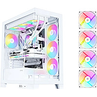 SAMA V50 White Mid Tower PC Case (4x ARGB Fans, 360mm Radiator Support, ATX Compatible)