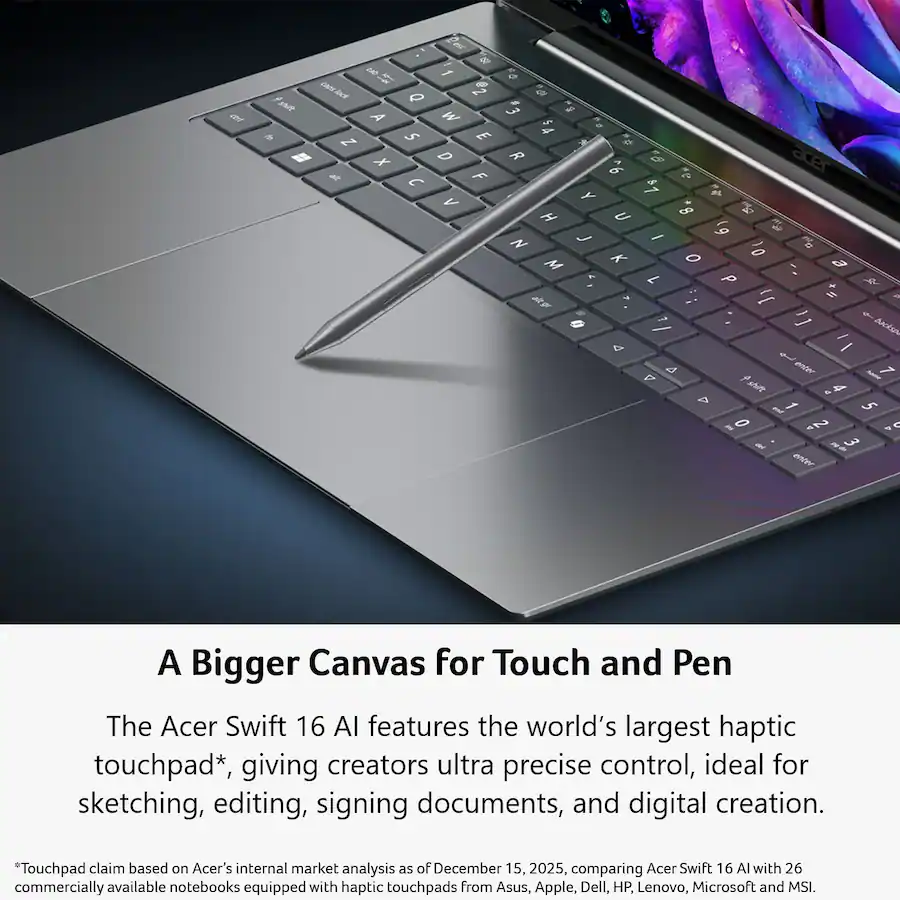Acer Swift 16 AI OLED: Core Ultra X7 358H, 16GB RAM, 1TB SSD, 120Hz Touch