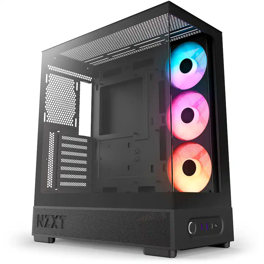 NZXT S5 RGB ATX Mid-Tower Case: Dual Tempered Glass, 415mm GPU Clearance, Black