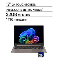 LG gram Max (2026): 17" QHD+ 144Hz IPS Touch, Intel Ultra 7 355, 32GB LPDDR5, 1TB SSD